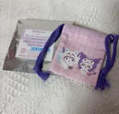 サンリオキャラクターズ　ちいかわ　コラボ　ノベルティ巾着　モモンガ　クロミ