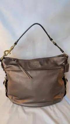 【人気】COACH メタリックブロンズ ショルダーバッグ Y2K 12669