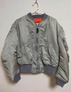 アルファ　ALPHA MA-1 USA シルバー　Lサイズ 90s USA製 ALPHAアルファ MA-1 フライトジャケット シルバー S