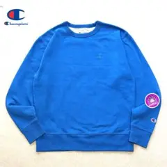 00s US古着 champion薄手スウェットM ブルー　裏起毛cityboy