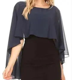 ドレスケープ濃紺ネイビーシフォン◆社交ダンスカラオケストール★パーティーショール