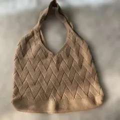 ニットバッグ　未使用　ベージュ　トートバッグ　エコバッグ