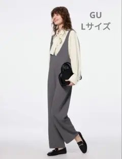 【試着のみ】GU カットソーサロペットパンツ Lサイズ グレー