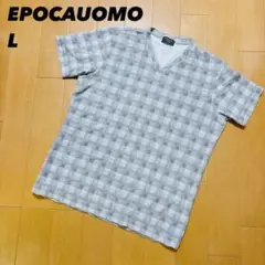 EPOCA UOMO チェック柄 Vネック 半袖シャツ L