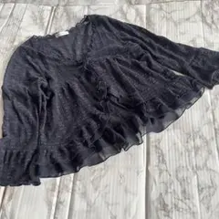 ✨美品✨Lui Jane フリル付きネイビー七分袖カーディガン　M