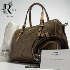 【美品】COACH コーチ シグネチャー ハンドバッグ ブラウン ミニボストン 良品】COACH シグネチャー ミニボストンバッグ ハンドバッグ