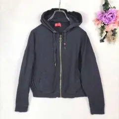 repipi armario　ブラック　フード付ジップアップパーカー　S　刺繍