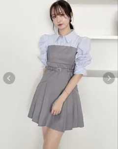 dazzlin ダズリン レイヤードシャツミニワンピース チャコールグレー