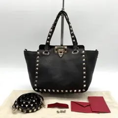 【極美品】ヴァレンティノ ロックスタッズ グレインカーフスキン ミニ バッグ 黒 VALENTINO ヴァレンティノロックスタッズ グレインカーフスキンミニバッグ
