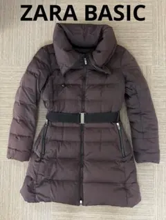 ZARA BASIC Aライン　ダウンコート　チョコレートブラウン　M