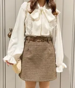 apres jour 起毛チェック台形スカート