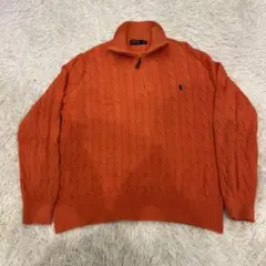 ポロ ラルフローレン ケーブルニット セーター ハーフジップ　オレンジ　Mサイズ