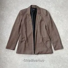 Stradivarius/テーラードジャケット/M/ブラウン/チェック/綺麗め
