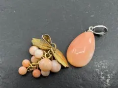 M8037 珊瑚　ペンダント　ヴィンテージ アクセサリー