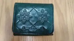 Dakota モナ 二つ折り財布 ブルーグリーン 花柄型押しのサムネイル