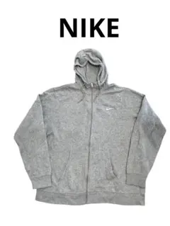 Nike グレー ジップアップパーカー　00's ワンポイント　刺繍ロゴ
