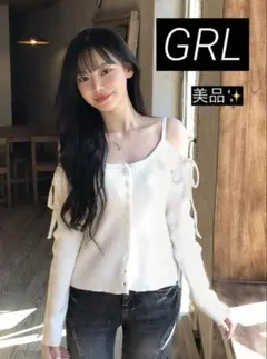 821 GRL グレイル ショルダーオープンリボンニットトップス