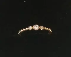 アガット K18YG ダイヤ 0.04ct リング 9号 レディース 中古 美品 
