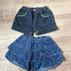 デニムショートパンツ＆フリルパンツセット