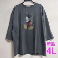 新品☆4L ミッキーマウス プリント 七分丈 Tシャツ ディズニー