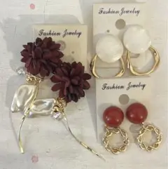 3点セット　392 ハンドメイド　樹脂　金属　ピアス　イヤリング　まとめ売り