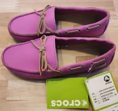 クロックス CROCS リボン パープル ピンク モカシン シューズのサムネイル