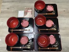 桂由美 デザイン DXかゆ井セット すみれ 5膳分 漆器 お食い初め/祝い膳のサムネイル
