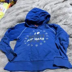 青いフード付きパーカー パーカー