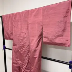 小紋　正絹　紬　抽象模様　ワインレッド　着物　072tz