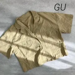美品❣️GU ジーユー ジャケット　開襟シャツ 半袖 クロップド丈 ベージュ
