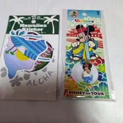 ハワイアンステッカーとミッキーストラップセット