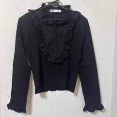 ZARA フリル付き 長袖シャツ ブラウス