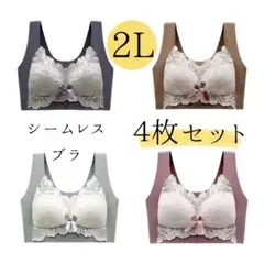 シームレス レースブラ ノンワイヤー 快適 フィット 2L(XL)