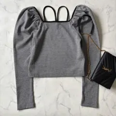 リップサービス　スクエアパワショル2WAYカットトップス　千鳥格子◆7131