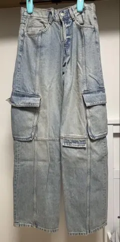 ZARA ライトブルー カーゴデニムパンツ