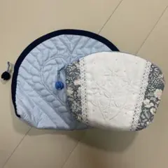 刺繍デザイン ポーチセット 2個