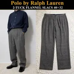 90s ポロバイラルフローレン 2タック チノパン 34/30 90s ポロバイラルフローレン 黒 2タック チノスラックス 40×34 極太