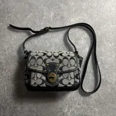 【極美品】コーチ シグネチャー ショルダーバッグ ブラック Y2K