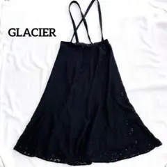 グラシア　フレアロングスカート　黒 総レース　Lサイズ　ストラップ取り外し可能