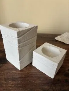 石製 キャンドルホルダー 2個セット 北欧風 インテリア 雑貨 レトロ