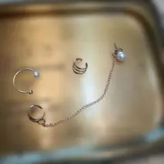 ゴールド パール イヤーカフ 3点セット