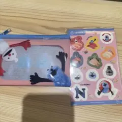 スンスン スシロー クリアポーチ シール ピンク