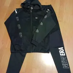 【ニューエラ 】美品 セットアップ ジャージ上下 ロゴプリント ブラック L　黒