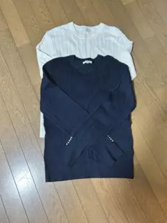 リブ編み長袖ニット2色セット