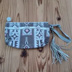 LeSportsac 幾何学模様ポーチ グレー・ピンク