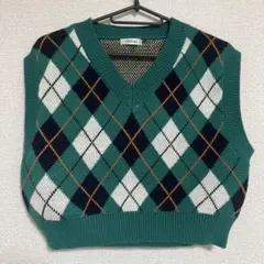 INGNI アーガイル柄ニットベスト 緑 Mサイズ