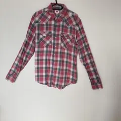 リーバイス　M チェック柄　長袖　シャツ　トップス　ピンク　赤　秋　冬
