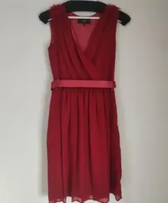 【新品未使用】ROPÉ 赤 ラップドレス サイズ36 フラワー装飾付き