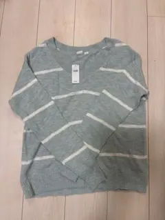 【新品】訳あり　GAP ボーダーニット　サマーニット Vネック