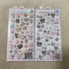 ふわふわドロップシール　ねこねこふわふわ　しろくろふわふわ